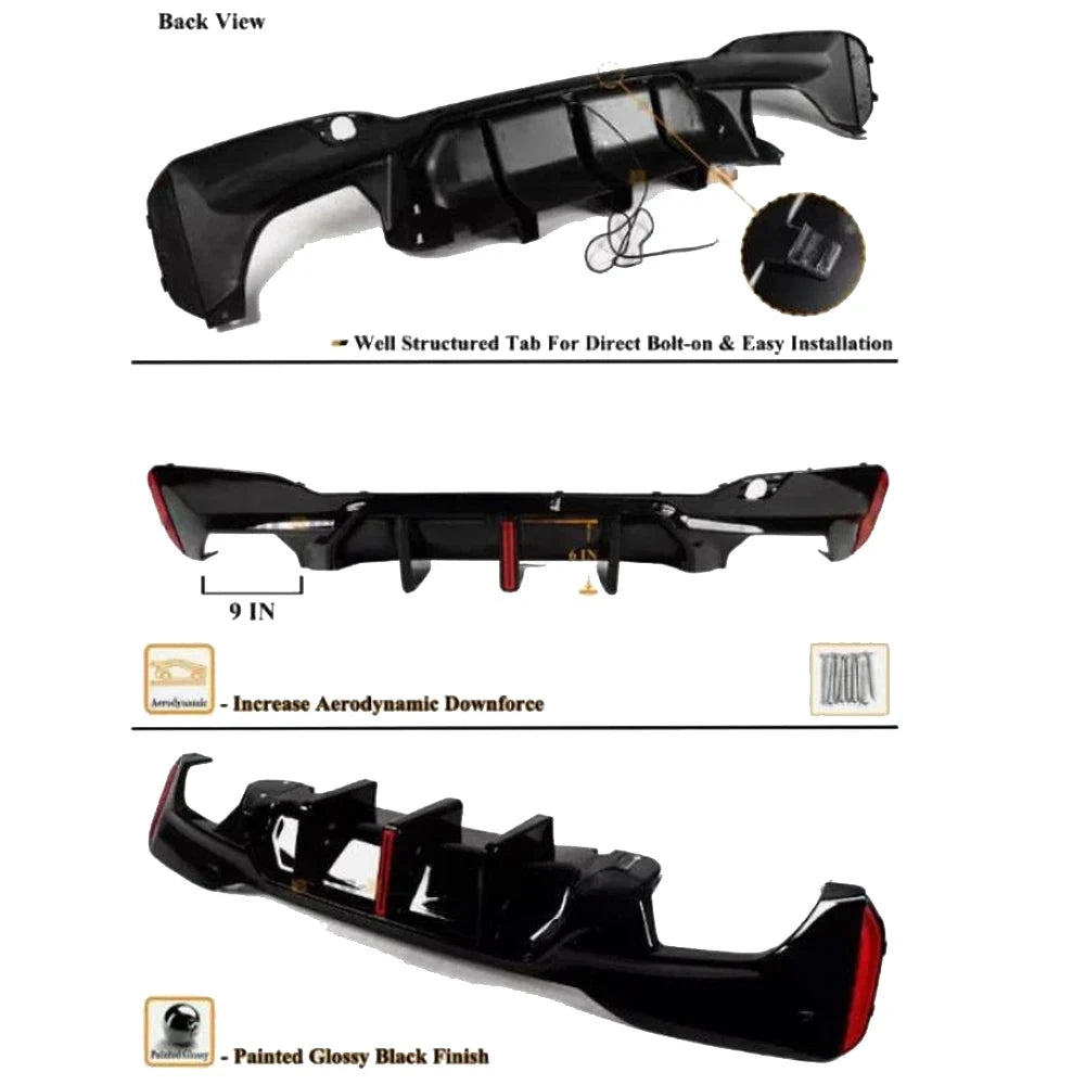 G30 G38 LED Rear Bumper Diffuser Lip Spoiler Kit M5 by superior interior and more