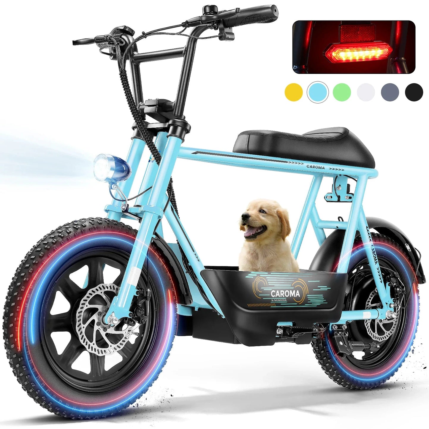 CAROMA 819W Electric Scooter With Seat All-Terrain Fat Tire by superior interior and more