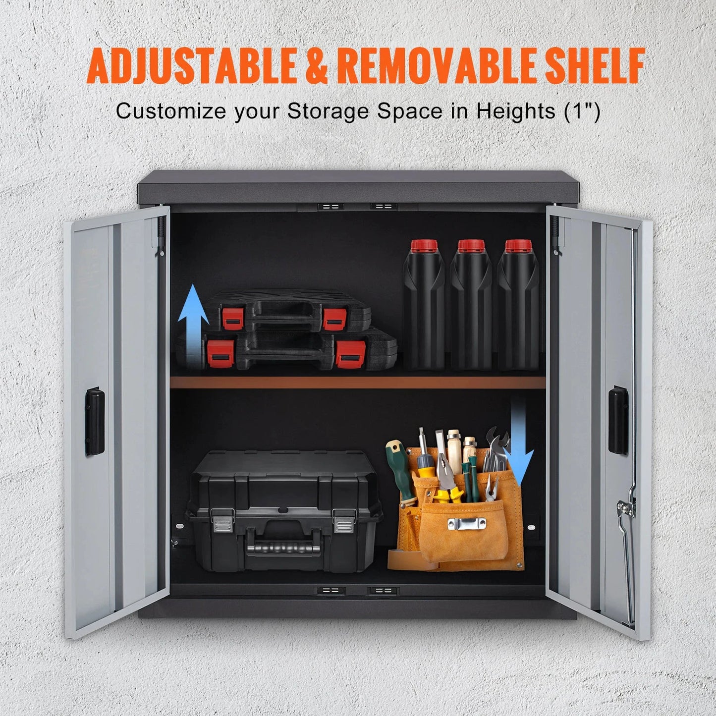 SucceBuy Foldable Wall Cabinet Metal Garage Locker Mounted Tool Chest Adjustable Shelf Magnetic Door for Warehouse Office Home by superior interior and more