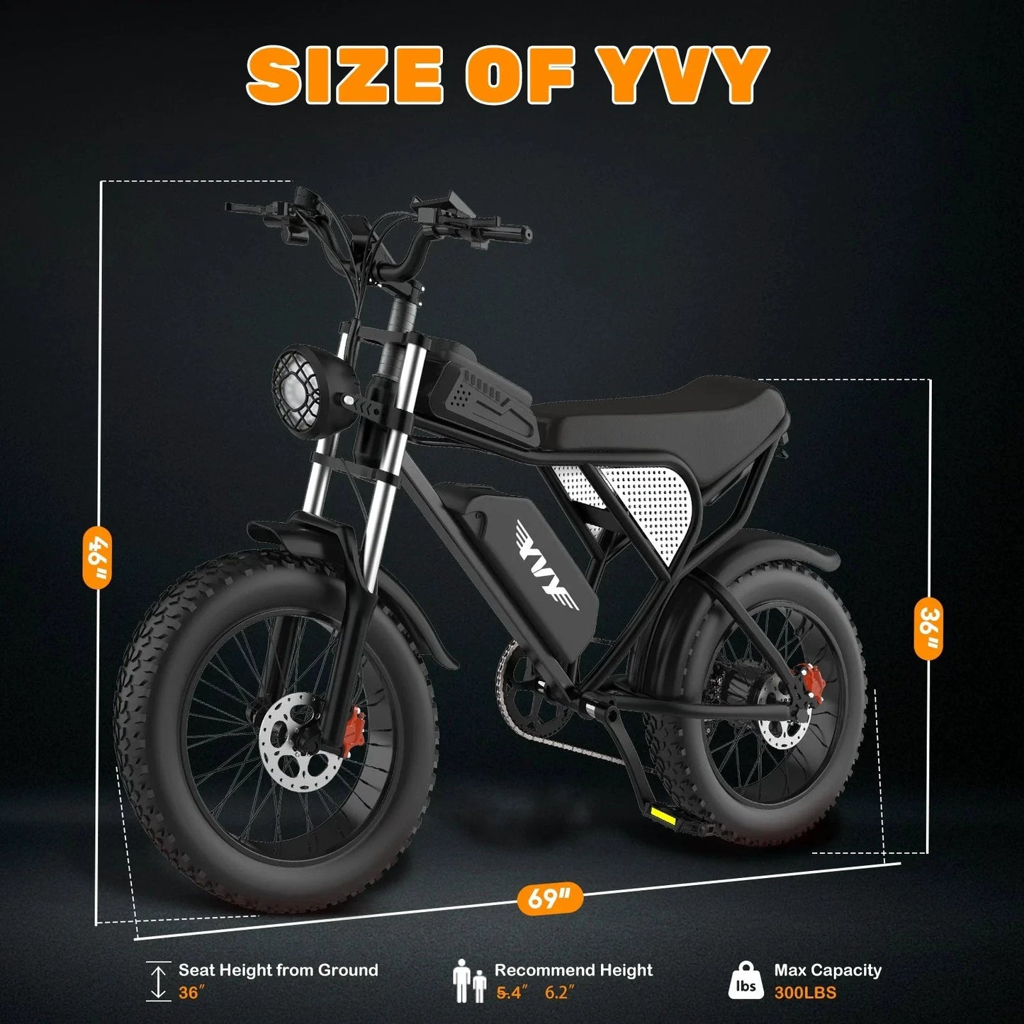 YVY 1500W Fat Tire Electric Bike 33MPH Removable Battery by superior interior and more
