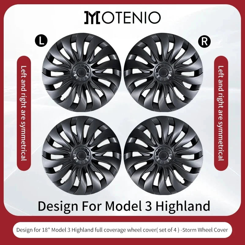 Motenio Tesla Model 3 Storm Wheel Covers 4Pcs Hubcaps by superior interior and more