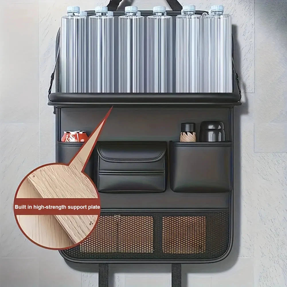 Car Back Seat Organizer With Foldable Tray PU Leather Multi-Pocket by superior interior and more
