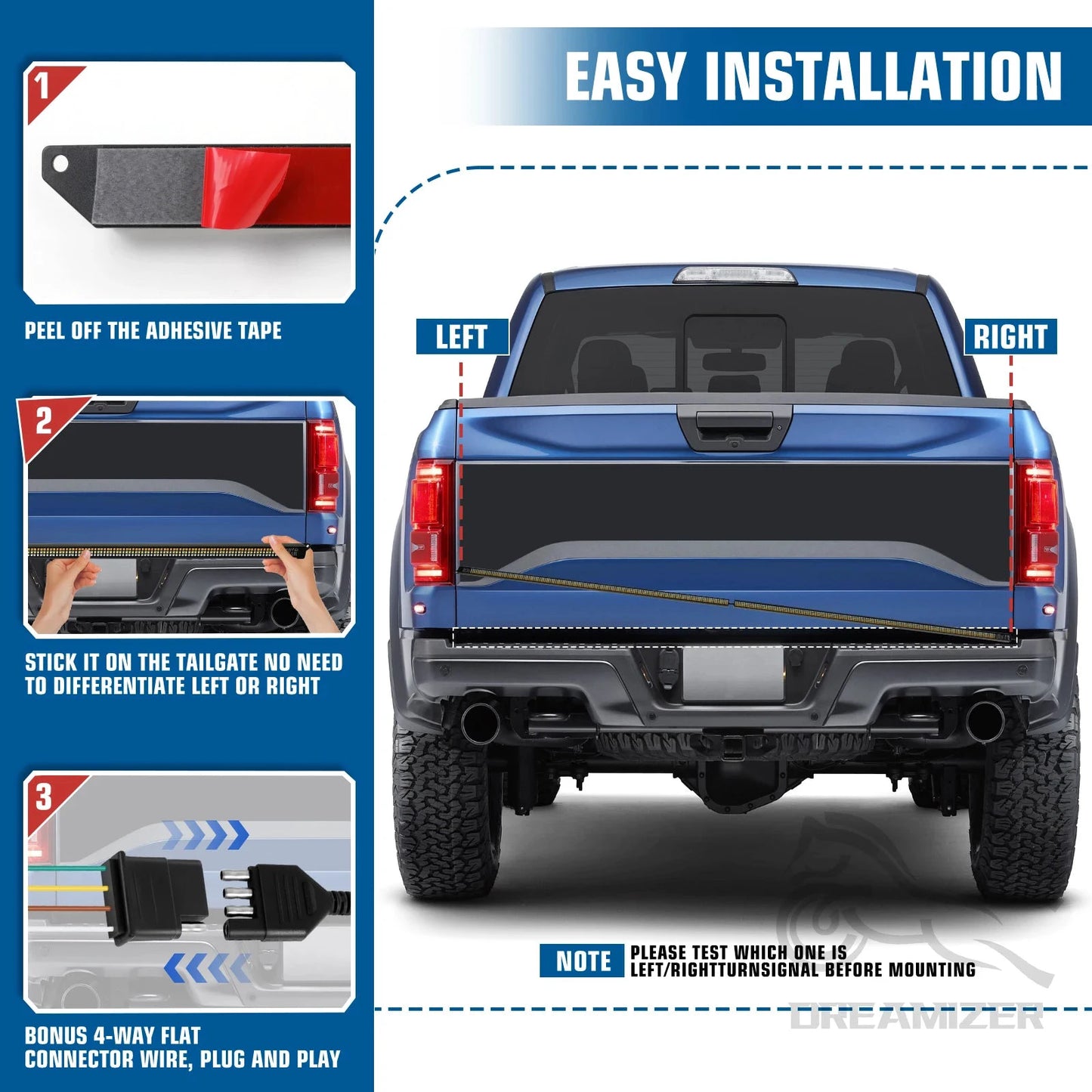 Universal Tailgate LED Light Bar With Brake Turn Signal by superior interior and more