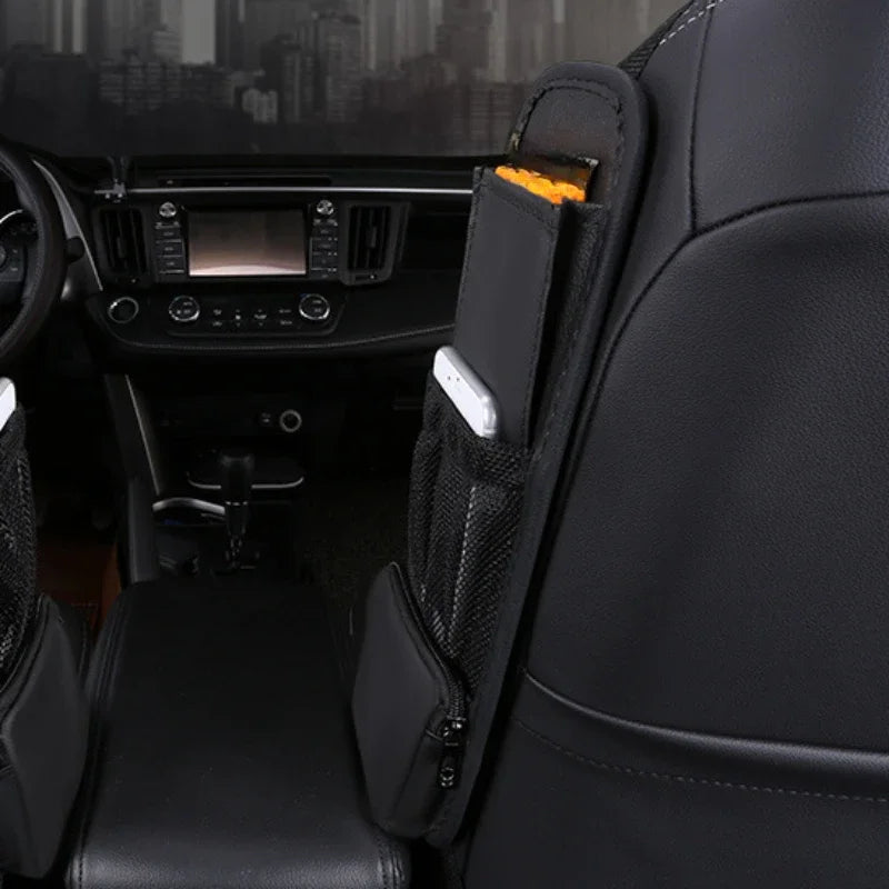 YIYUEQIANLI PU Leather Car Seat Side Organizer Mesh Pocket