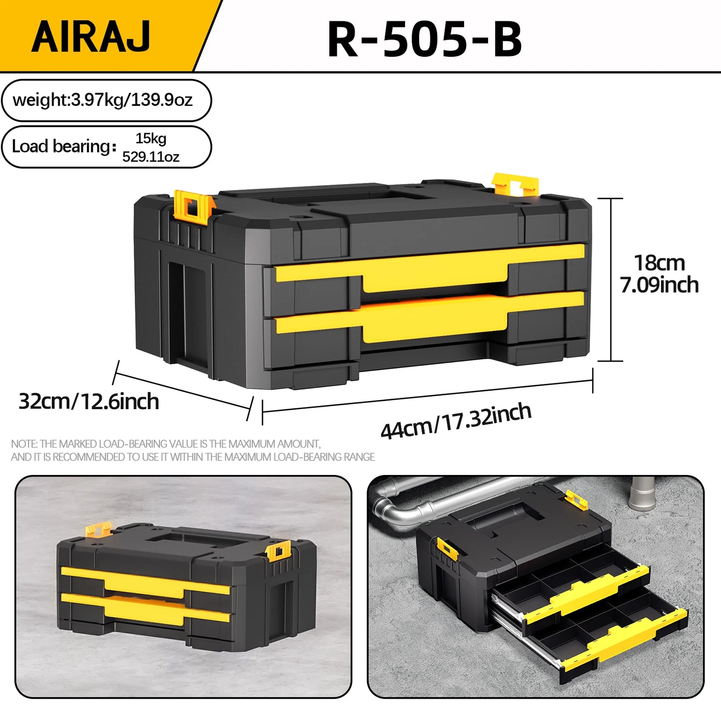 AIRAJ Stackable Rolling Tool Box Organizer With Drawers