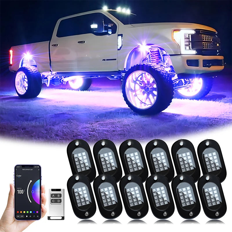 Yilaie Rock Lights 12V RGB LED Underbody Lamp For SUV