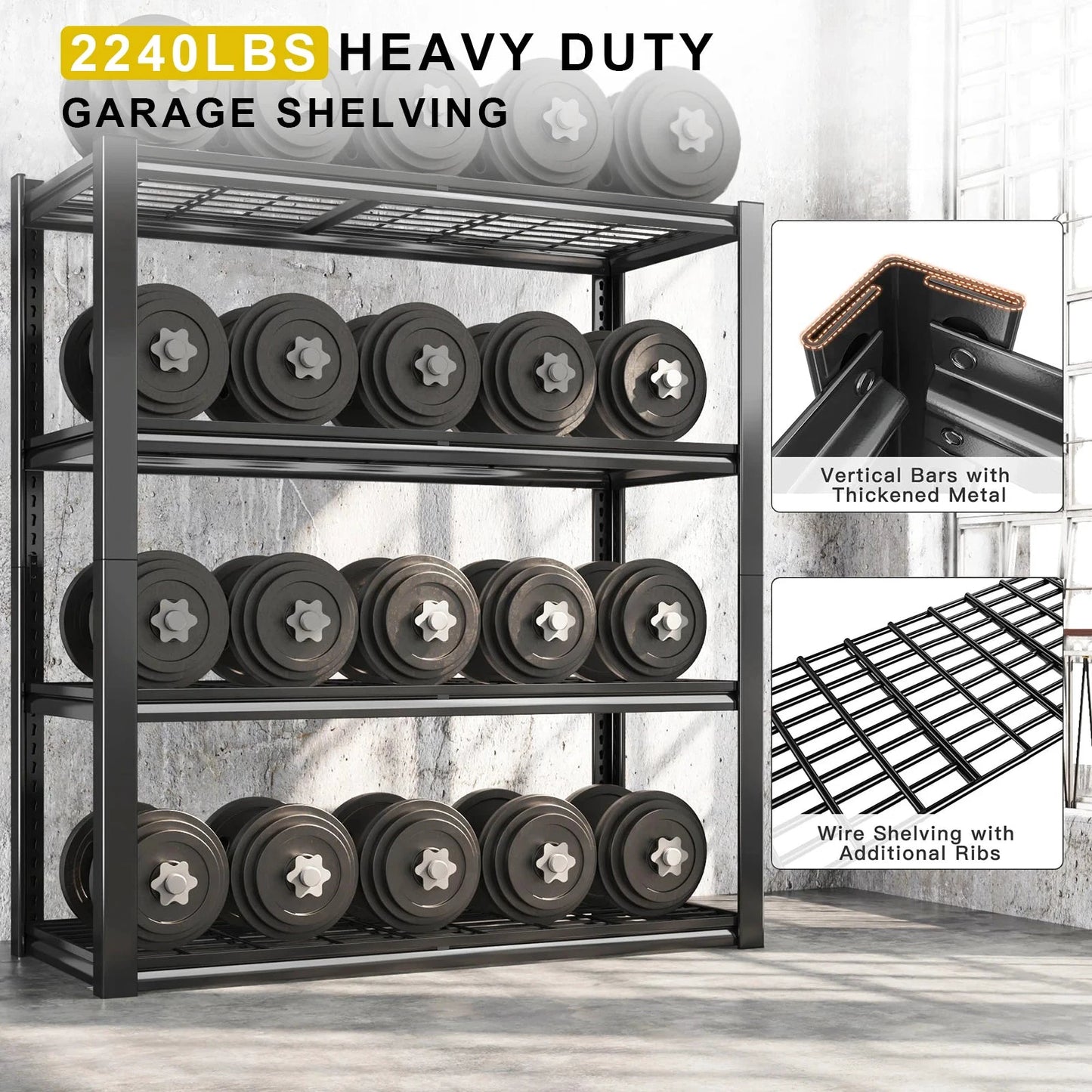 Sturdy Four-Shelf Iron Garage Storage Unit for Heavy Duty Use by superior interior and more