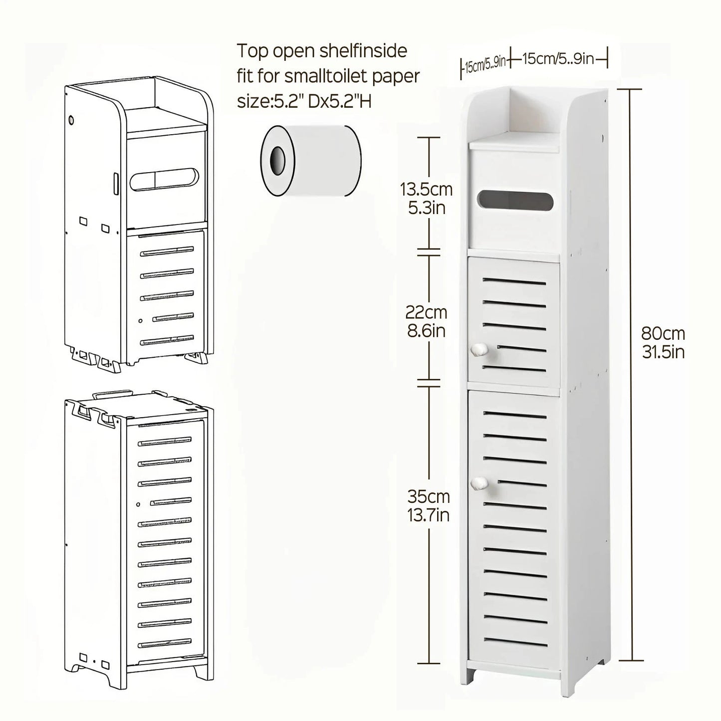 Three Tier Slim Bathroom Storage Cabinet For Narrow Spaces by superior interior and more