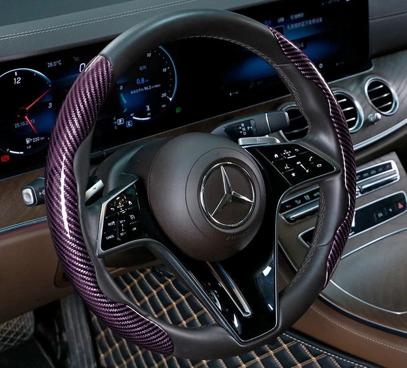 2/3PCS Laser Carbon Fiber Silicone Car Steering Wheel Cover 1K Micro Fiber Leather PVC Wheel Booster Cover Non-Slip Universal by superior interior and more