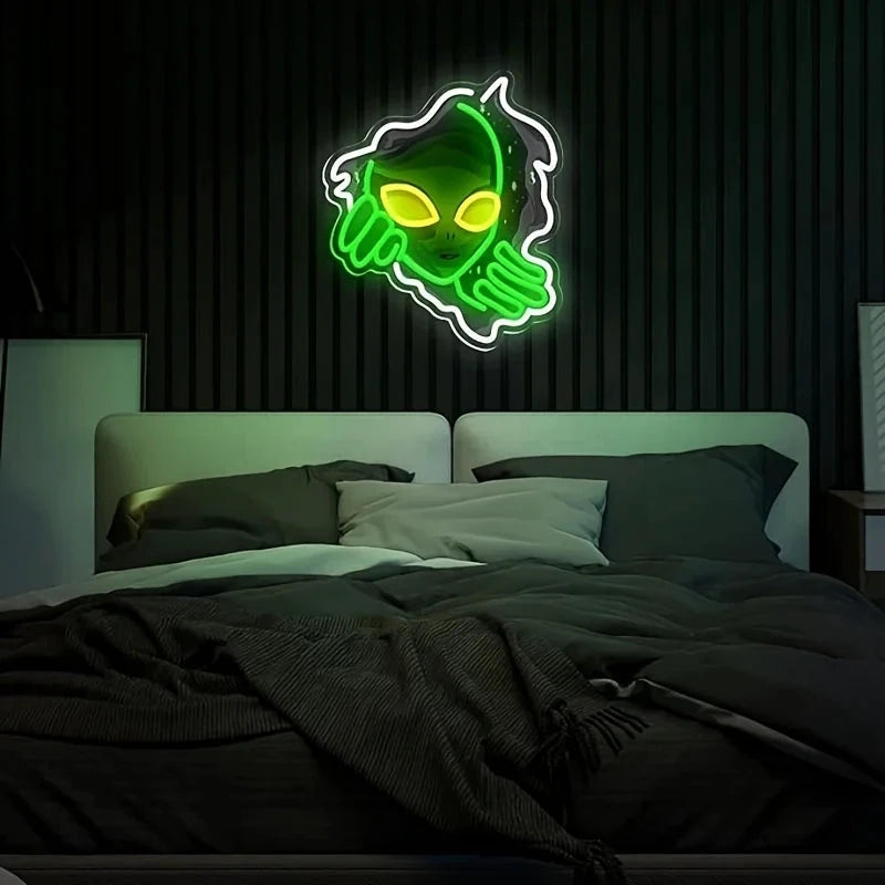 Hign-concerned Alien Neon Sign USB Powered For Game Room Bar by superior interior and more
