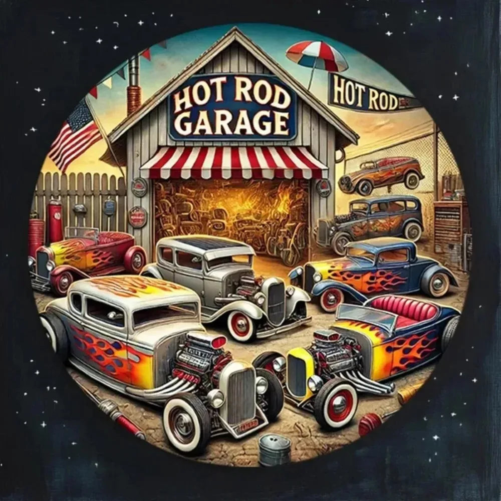 CIFBUY Hot Rod Metal Sign Vintage Car Wall Decor Garage
