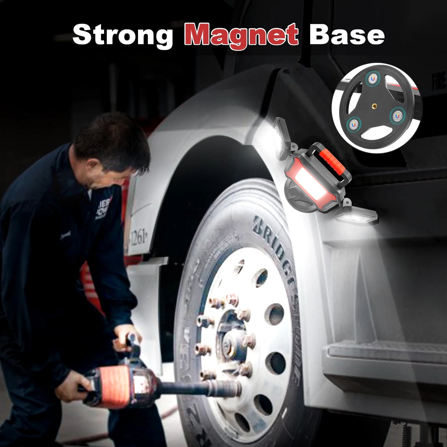 Rechargeable 25W COB LED Magnetic Work Light Cordless Waterproof