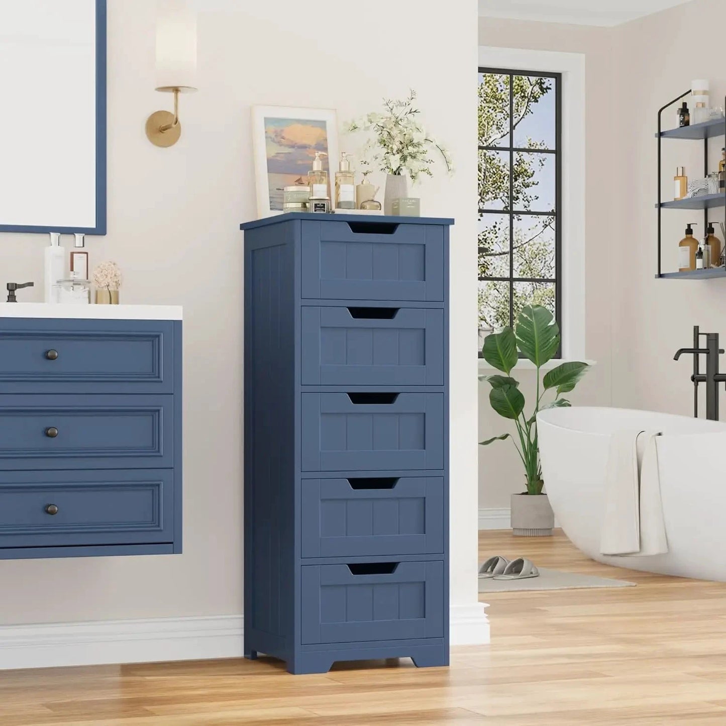 XMSJ Bathroom Cabinet 5 Drawers Wooden Storage Organizer by superior interior and more