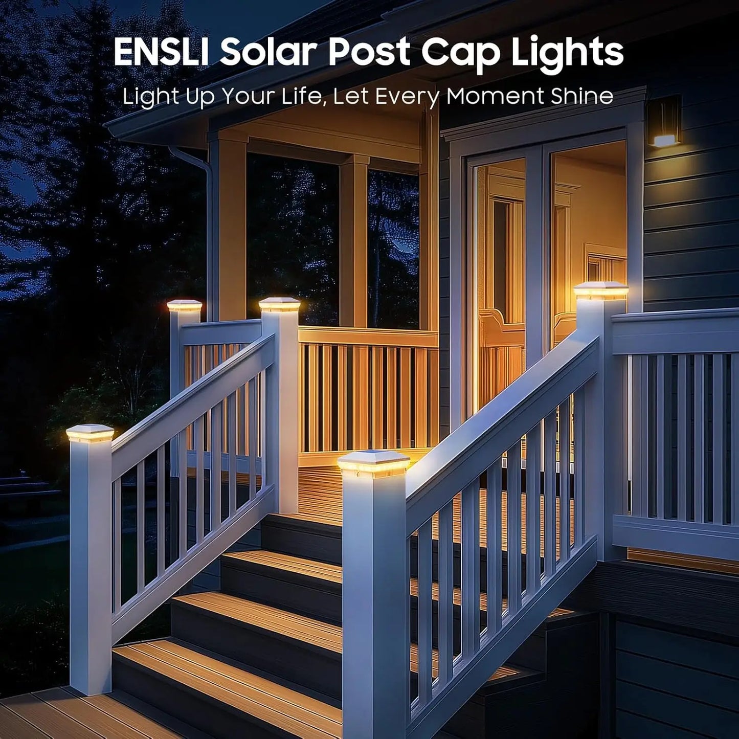 KPSTEK Solar Post Cap Lights For Wood And Vinyl Posts