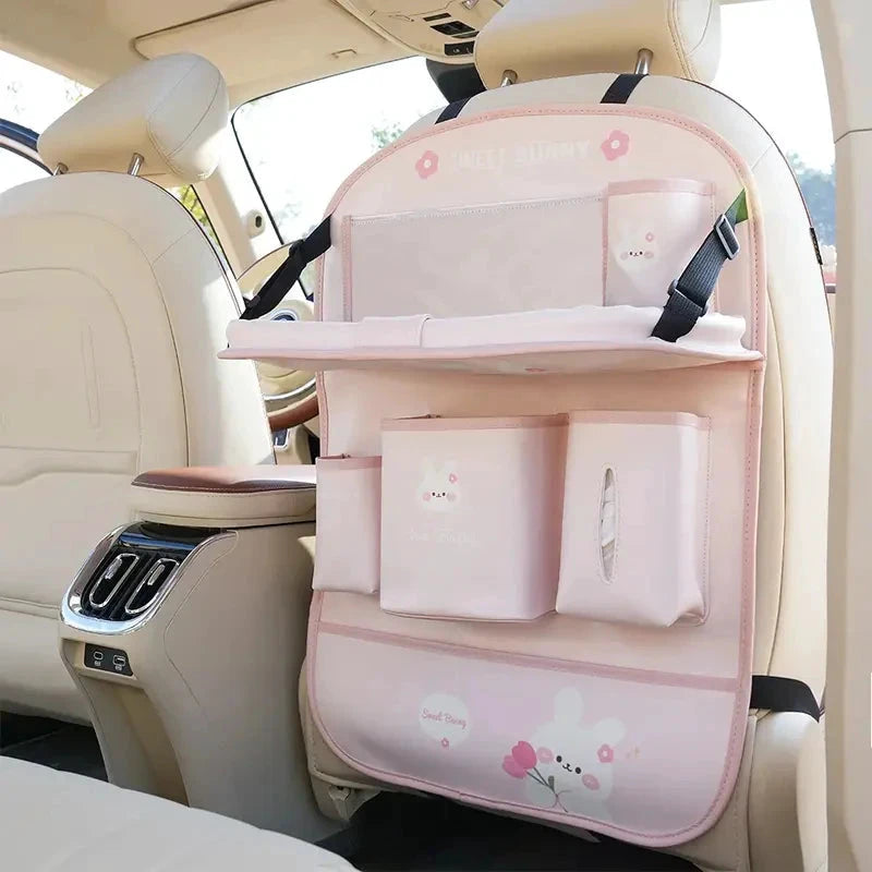 Leather Deluxe Car Seat Back Organizer-Multi-Function Storage, Foldable Dining Table Tray,Anti-Kick Pad,Decorative Car Accessory by superior interior and more