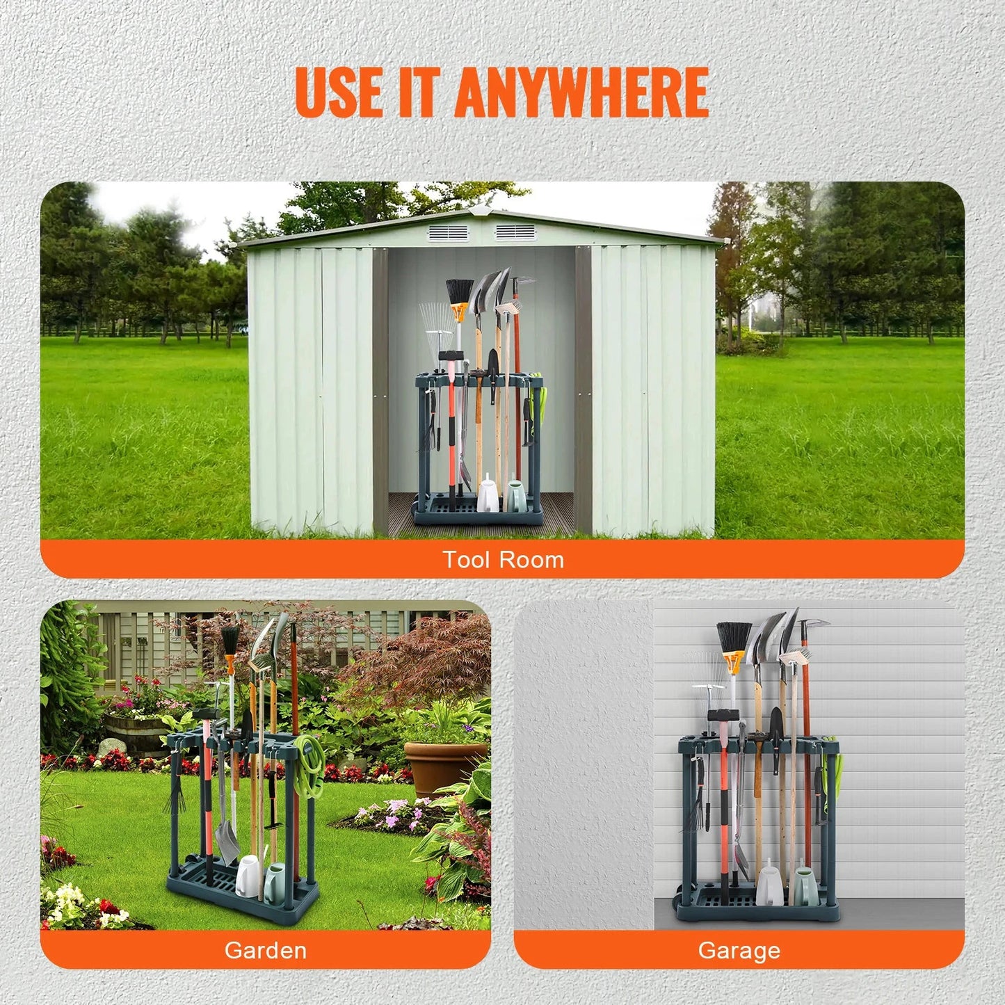 SucceBuy Ten Slot Yard Garden Tool Organizer Tower Rack by superior interior and more