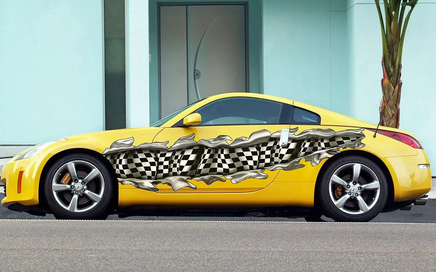 High-Quality 3D Checkered Flag Car Wrap Racing Vinyl Decal