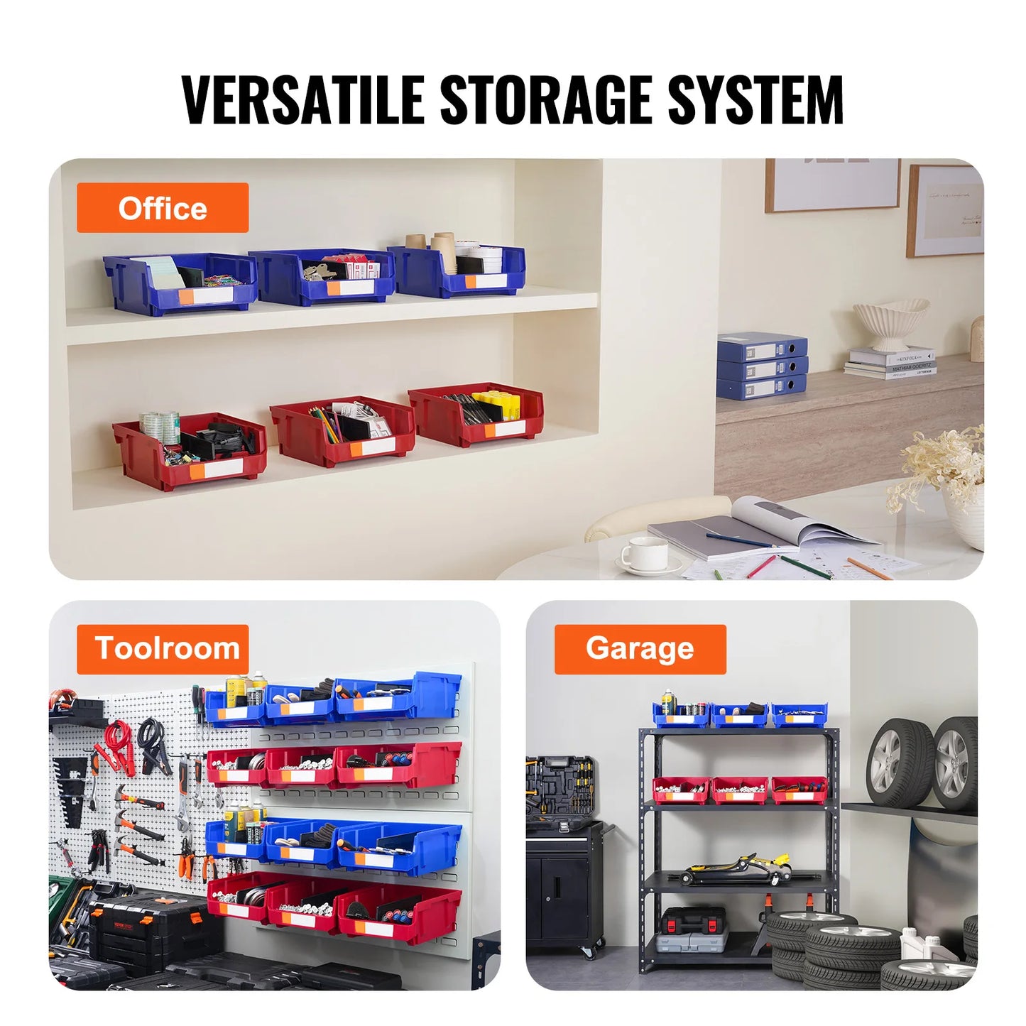 SucceBuy Stackable Garage Storage Bins Wall Mounted Organizer