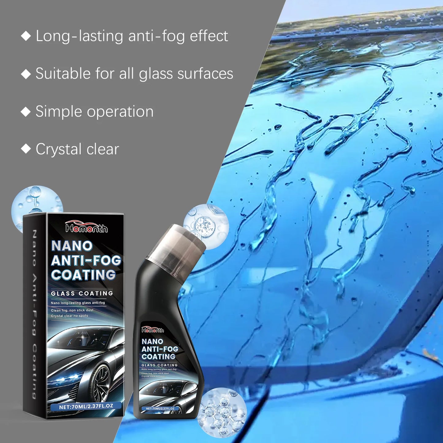 Homonth Windshield Coating Agent Clear Glass Antifog Rainproof