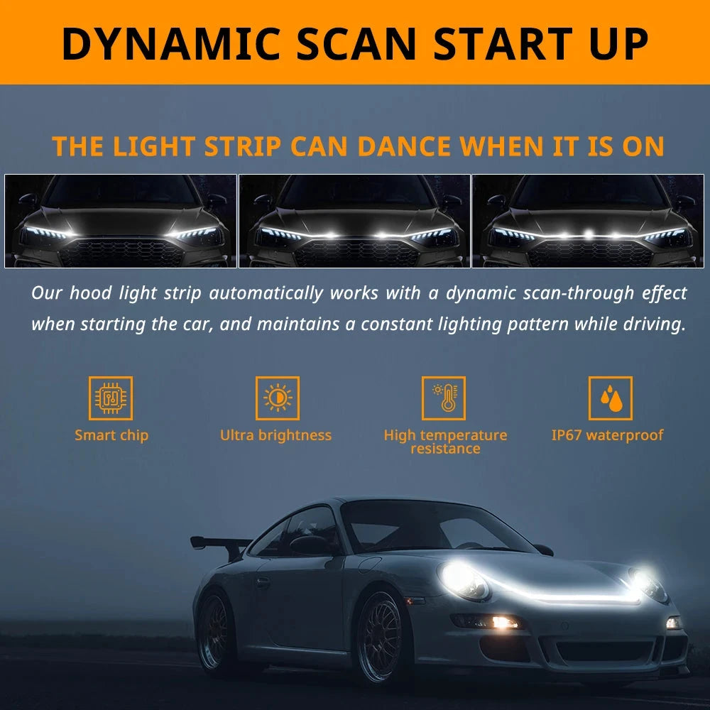 LED Car Hood Light Strip DRL Universal 12V Upgrade by superior interior and more