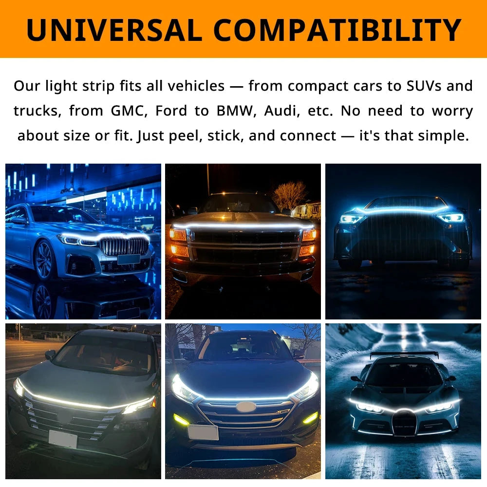 LED Car Hood Light Strip DRL Universal 12V Upgrade by superior interior and more