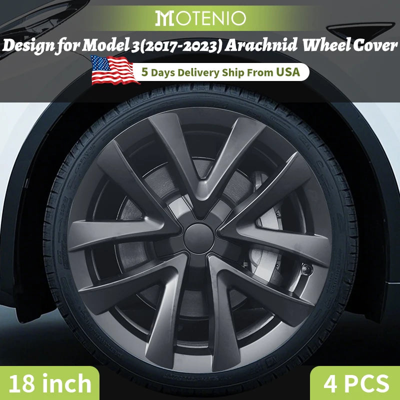 MOTENIO Arachnid Style Wheel Covers for Tesla Model 3 Hubcaps