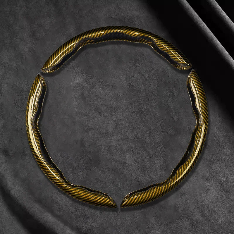 2/3PCS Laser Carbon Fiber Silicone Car Steering Wheel Cover 1K Micro Fiber Leather PVC Wheel Booster Cover Non-Slip Universal