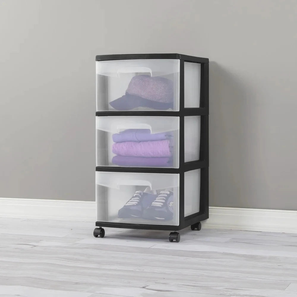 3 Drawer Plastic Storage Cart With Clear Drawers Rolling Organizer by superior interior and more