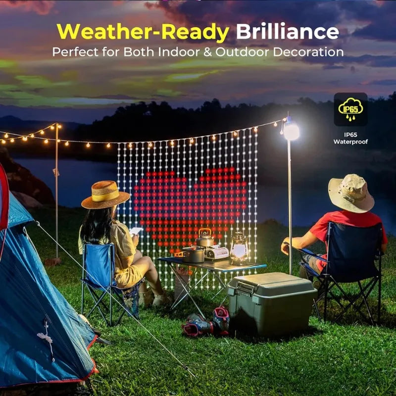 800-400LED Smart Christmas Curtain Light with APP Remote Control RGB Dimmable DIY Pattern for Holiday Party Halloween Decoration