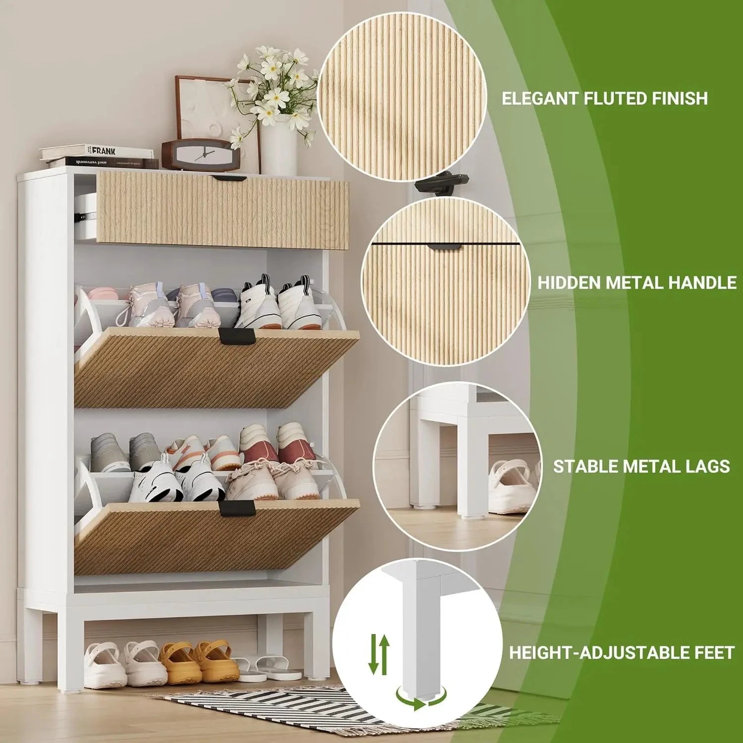 Studyset Shoe Storage Organizer With 2 Flip Drawers And 1 Small Drawer by superior interior and more