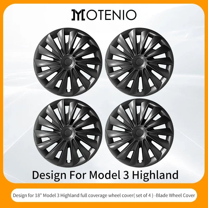 Motenio Tesla Model 3 Storm Wheel Covers 4Pcs Hubcaps