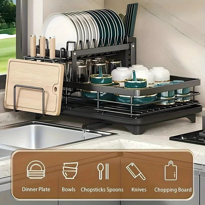 Double Tier Extendable Dish Drainer Utensil Rack System by superior interior and more