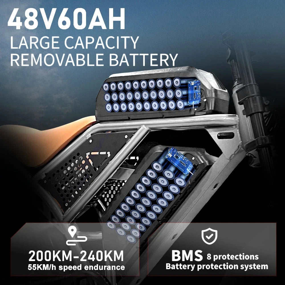 DEEPOWER S7Pro Off-Road Electric Bike 1500W 48V 60Ah Battery by superior interior and more
