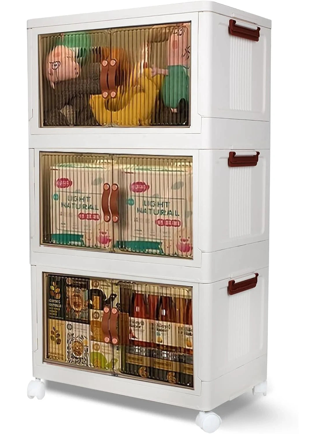 NONECN 3 Tier Collapsible Storage Bins With Lids And Wheels by superior interior and more