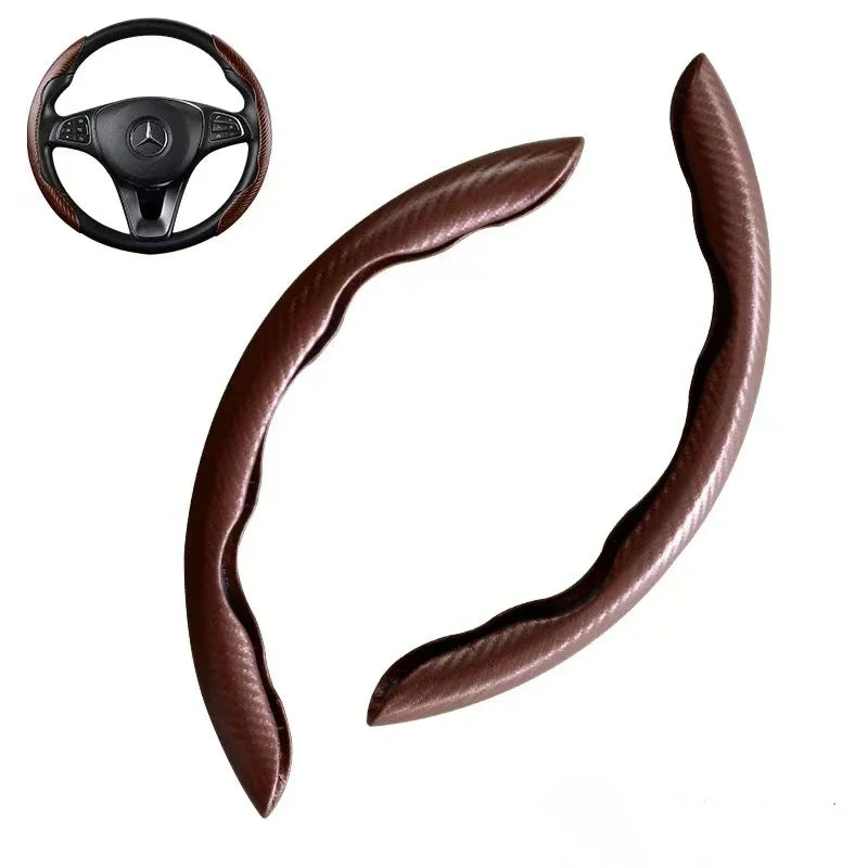 Carbon Fiber Steering Wheel Cover Anti Slip Faux Leather