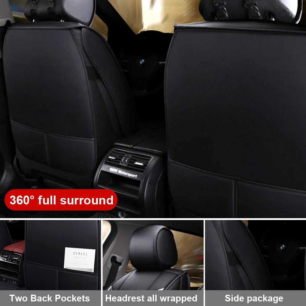 PU Leather Car Seat Covers Full Set Universal Front and Rear Four Seasons Protection by superior interior and more