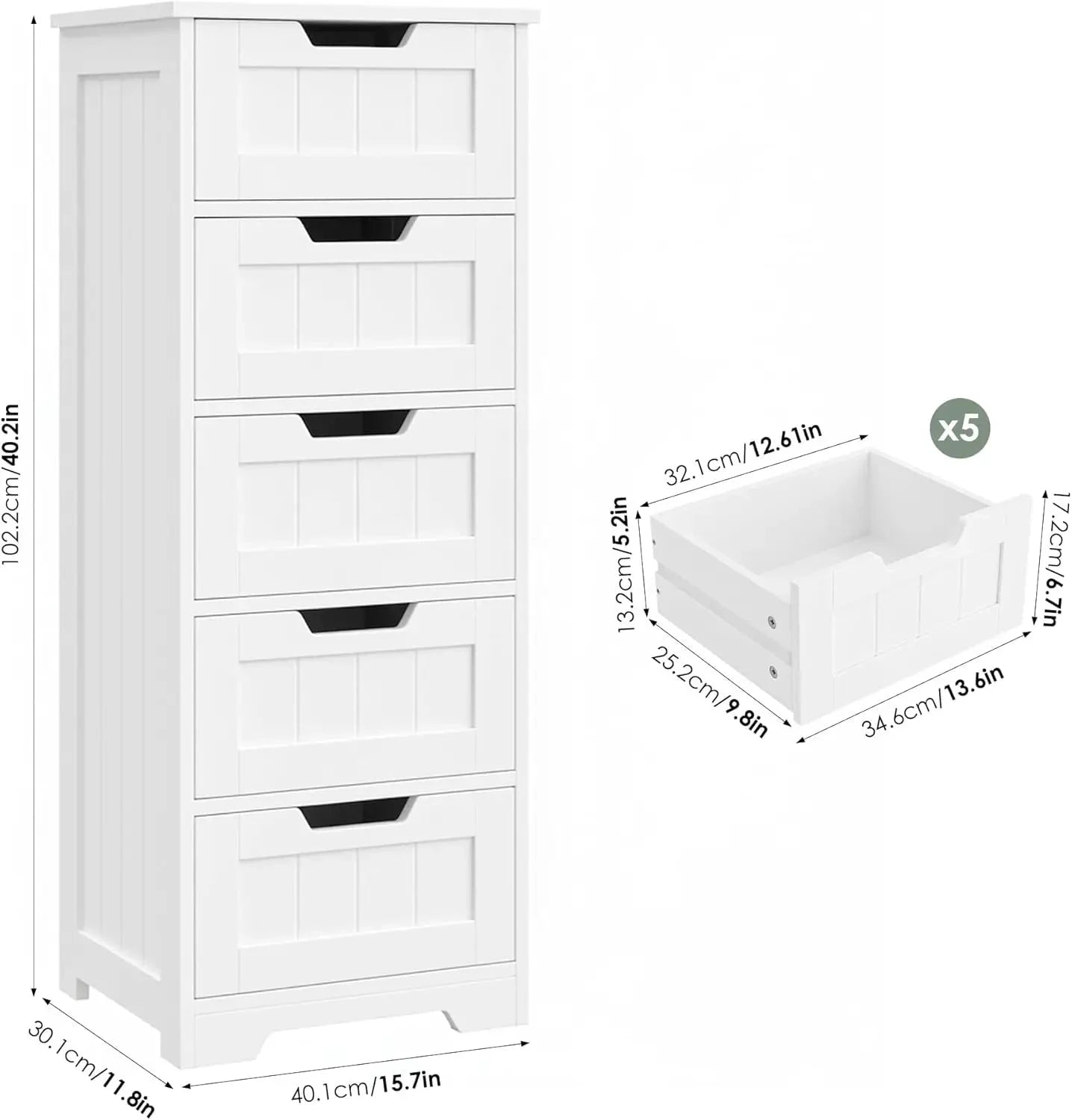 XMSJ Bathroom Cabinet 5 Drawers Wooden Storage Organizer by superior interior and more