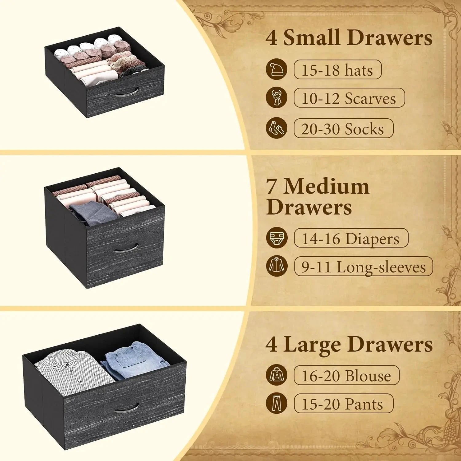 NONECN 15-Drawer Fabric Chest Organizer with Metal Frame by superior interior and more