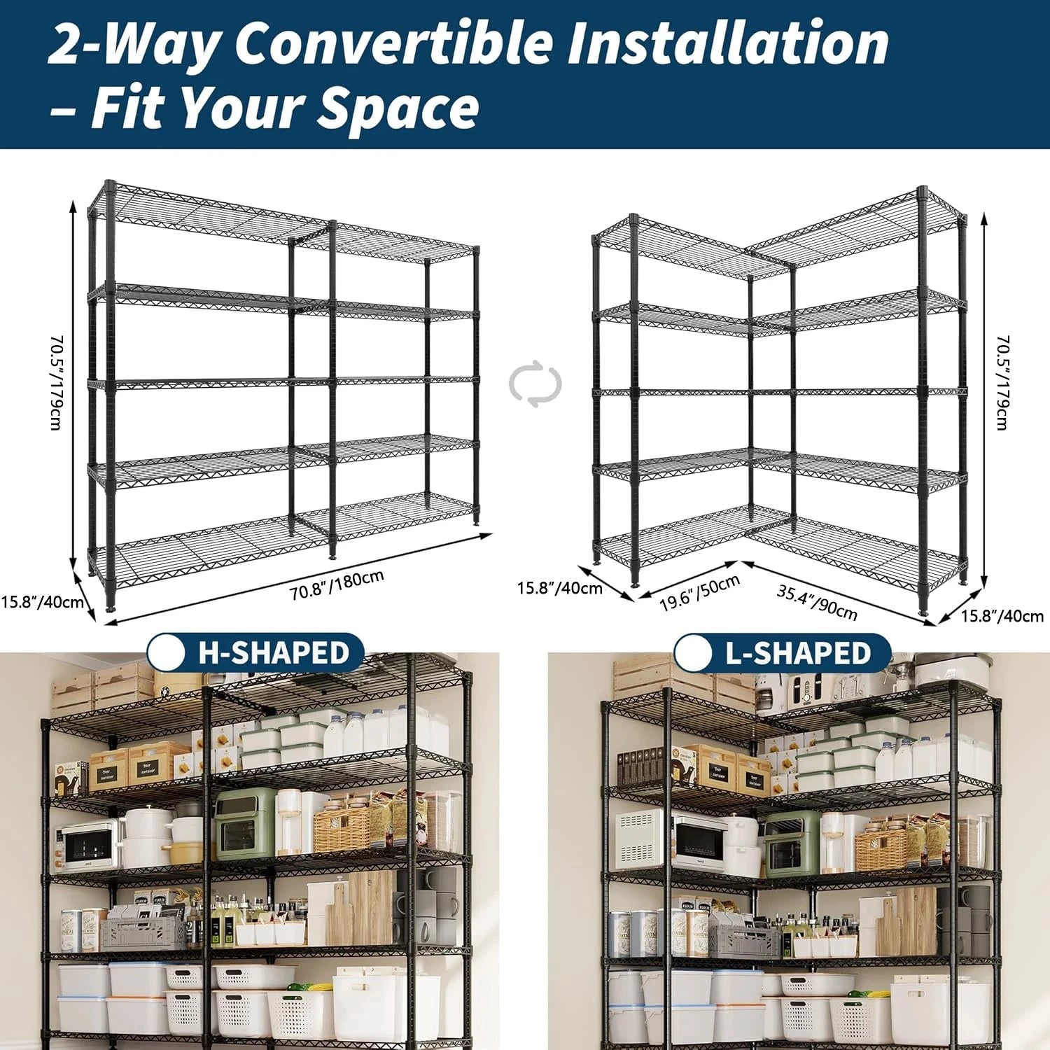 TWISTER.CK Heavy Duty 5-Tier Metal Storage Shelves For Kitchen Garage by superior interior and more