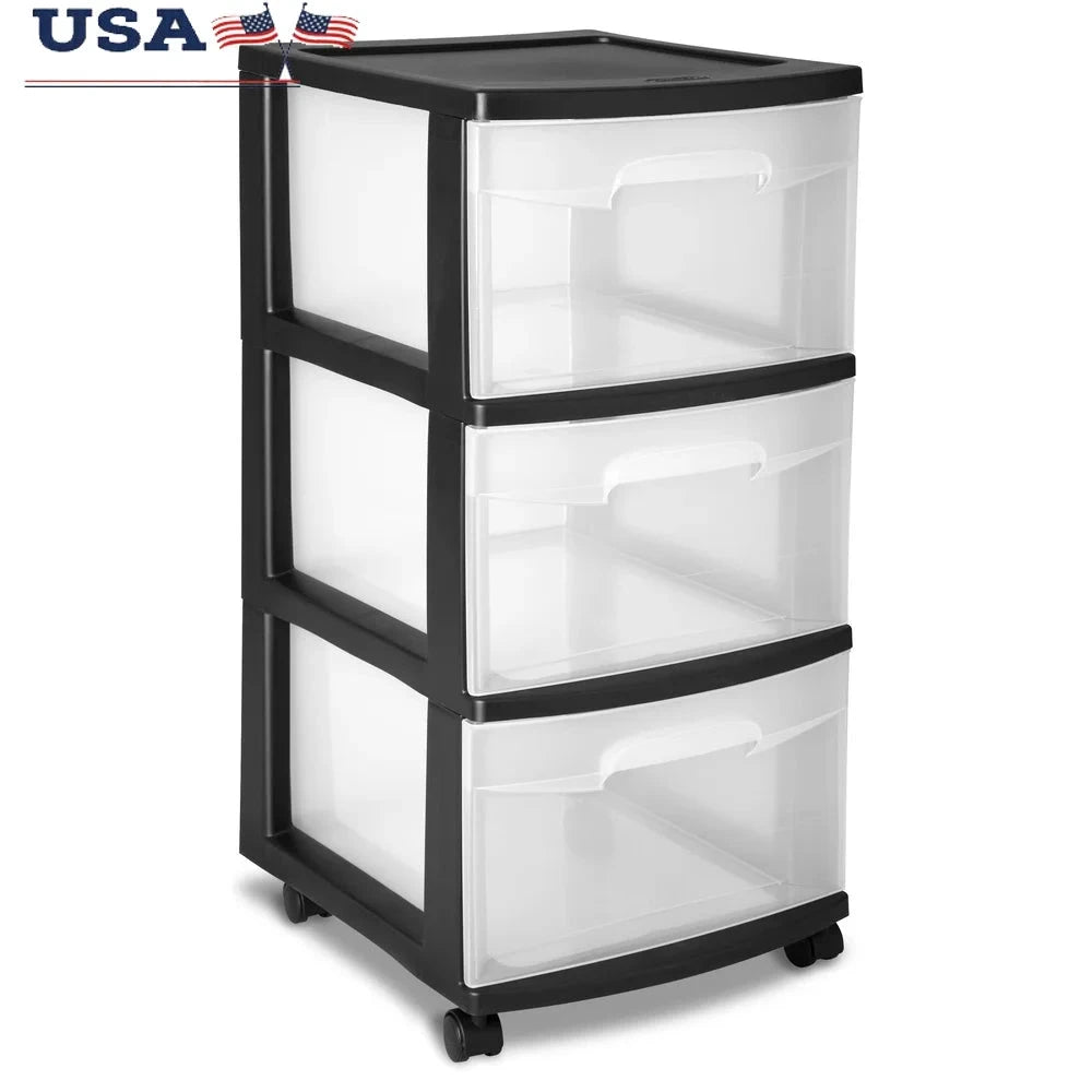 3 Drawer Plastic Storage Cart With Clear Drawers Rolling Organizer by superior interior and more