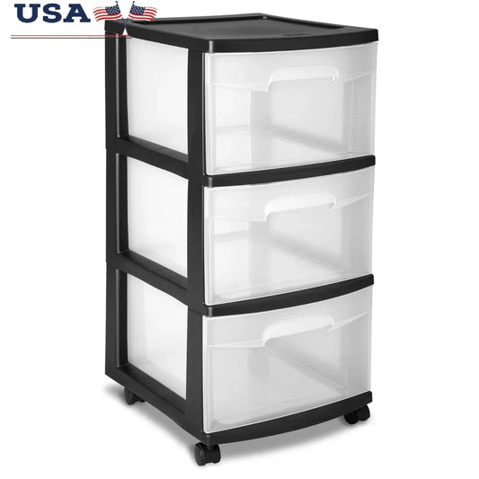3 Drawer Plastic Storage Cart With Clear Drawers Rolling Organizer by superior interior and more