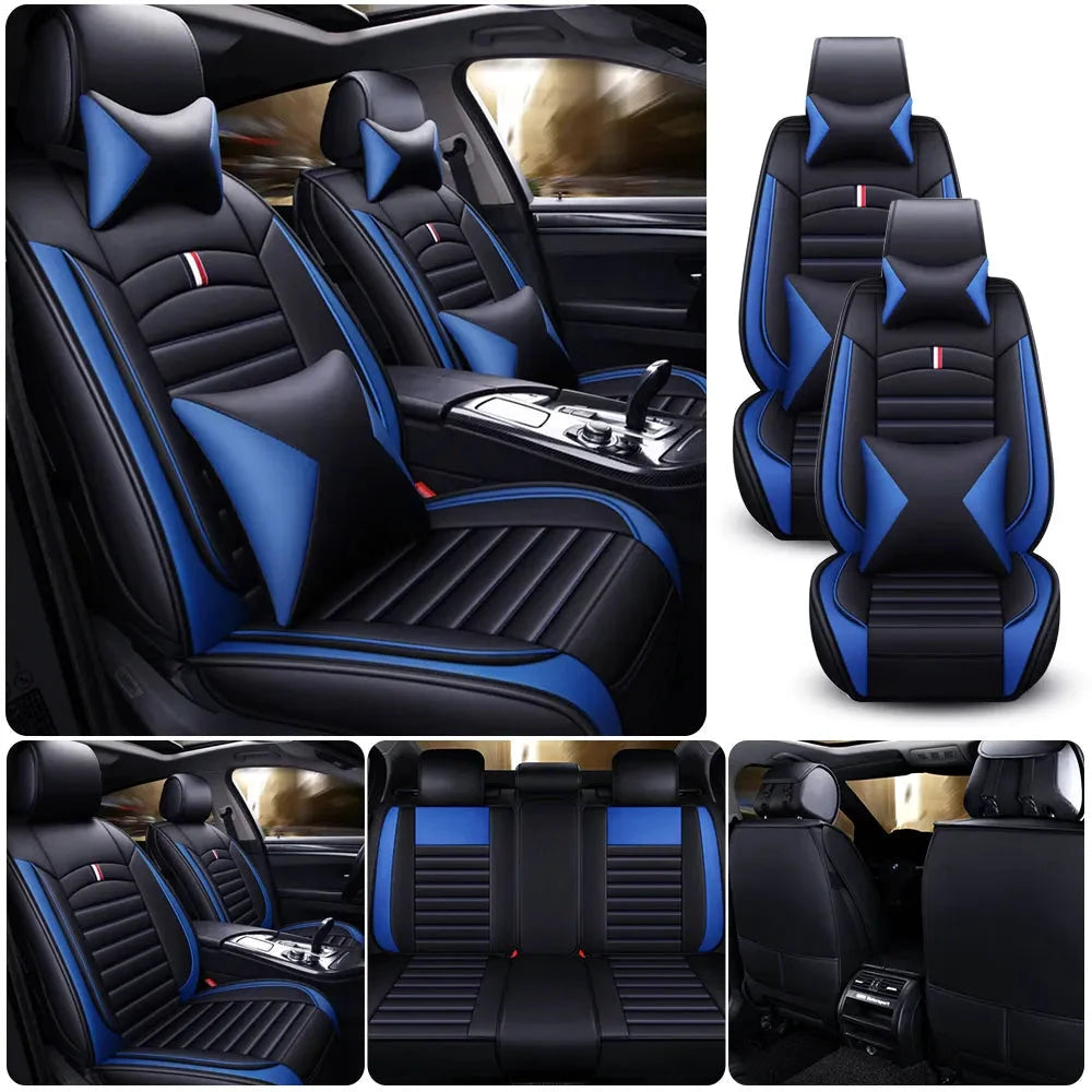 PU Leather Car Seat Covers Full Set Universal Front and Rear Four Seasons Protection by superior interior and more