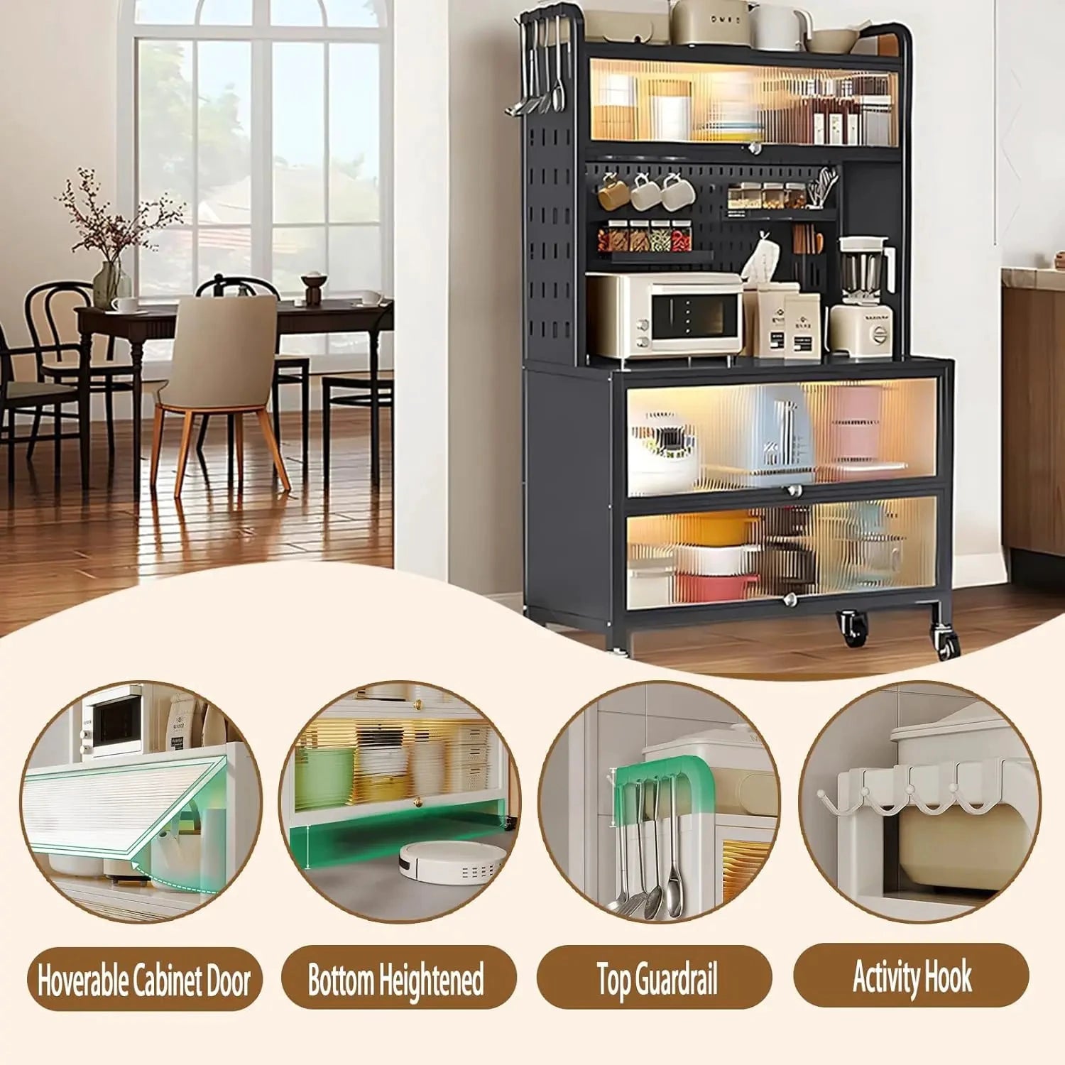 5 Tier Kitchen Bakers Rack With Flip Door Cabinet Storage by superior interior and more