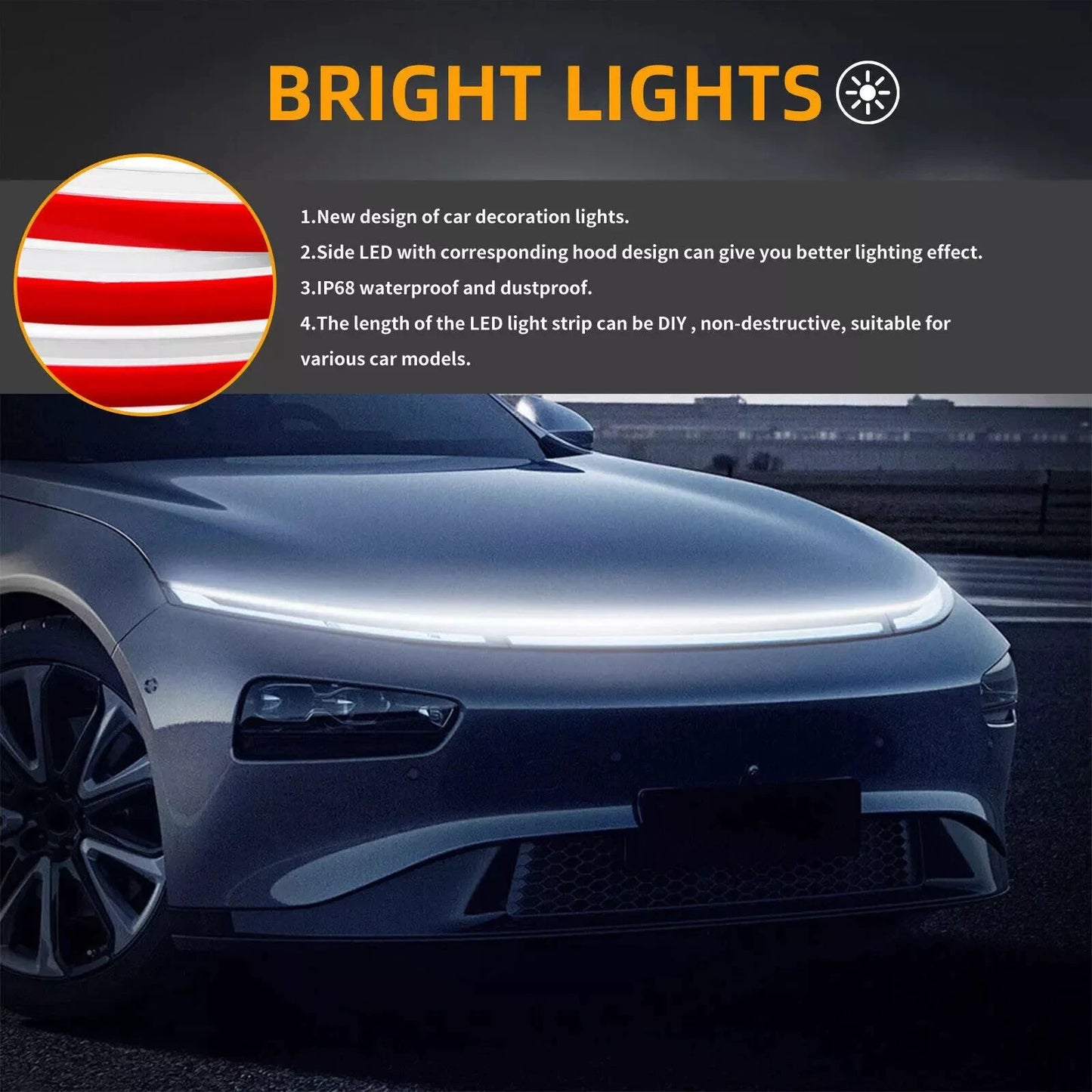 LED Car Hood Light Strip DRL Daytime Running Light by superior interior and more