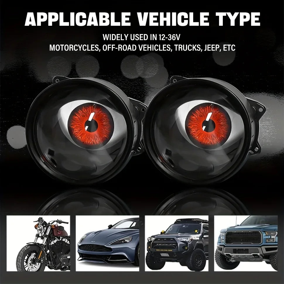 1Pcs/2Pcs dynamic big eye lights, dynamic big eyeball fog lights 6 modes, LED color adjustable, suitable for any car model