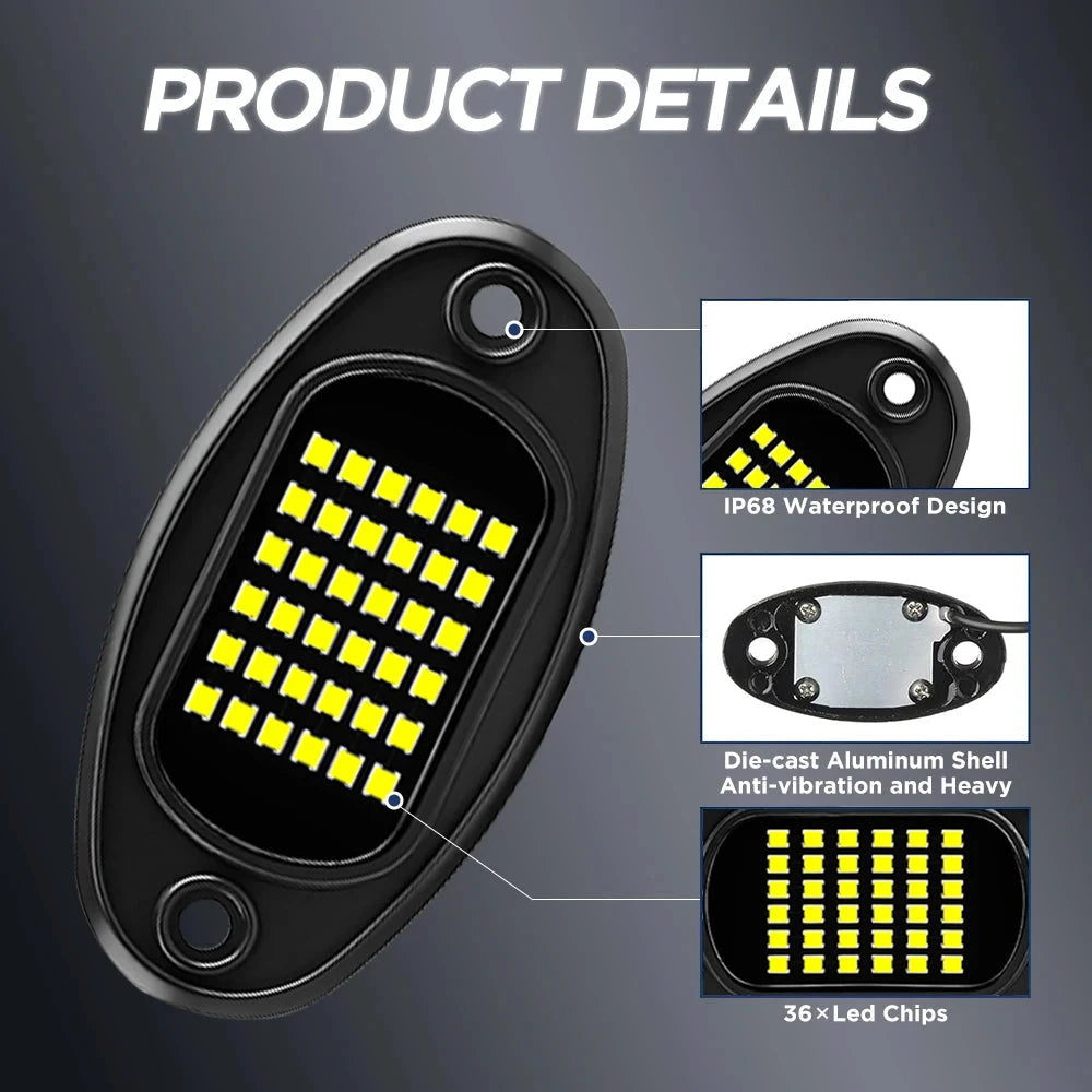 Waterproof LED Rock Light Kit For Cars And Boats 12V by superior interior and more