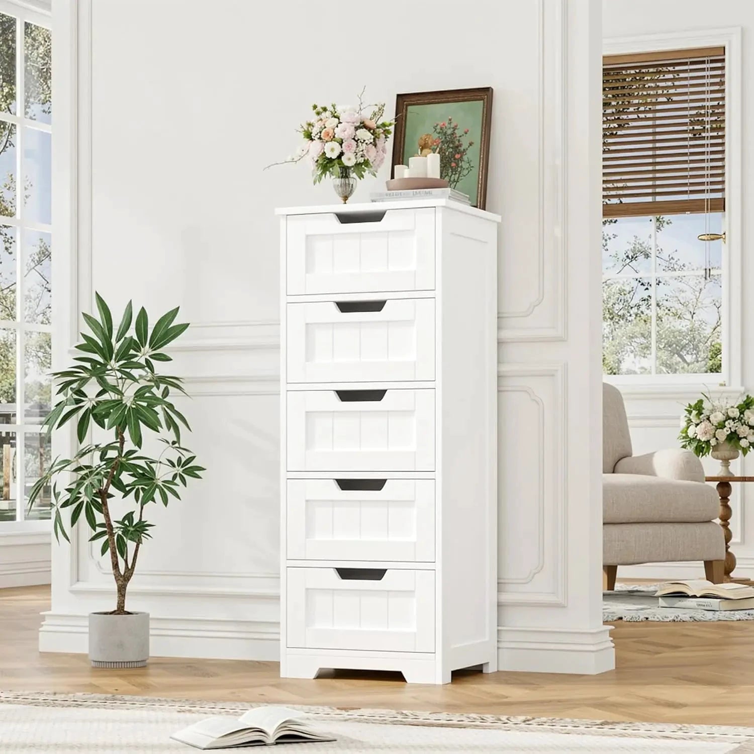 XMSJ Bathroom Cabinet 5 Drawers Wooden Storage Organizer by superior interior and more