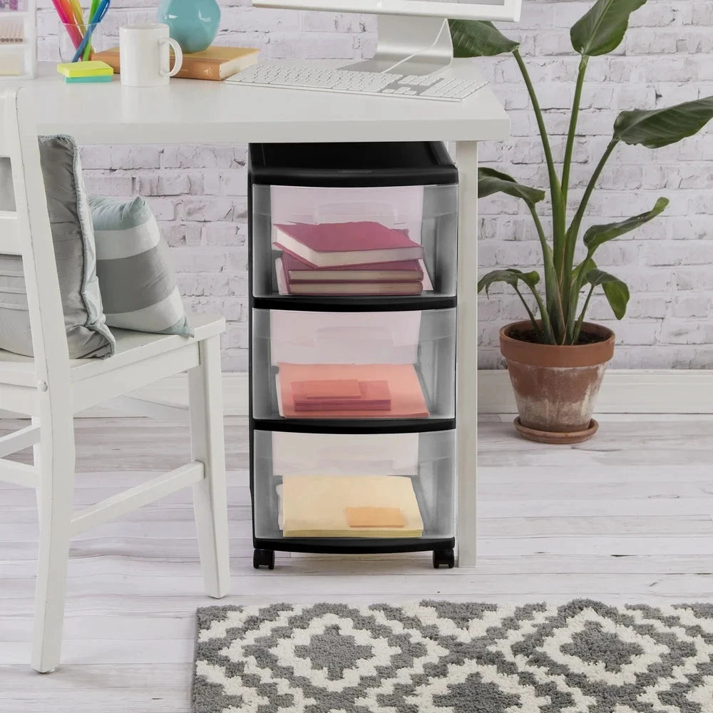 3 Drawer Plastic Storage Cart With Clear Drawers Rolling Organizer by superior interior and more