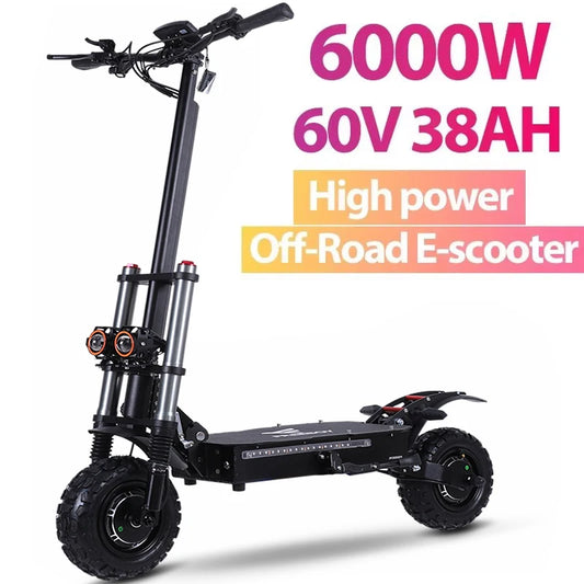 6000W High Power Foldable Electric Scooter 60V 38Ah Battery