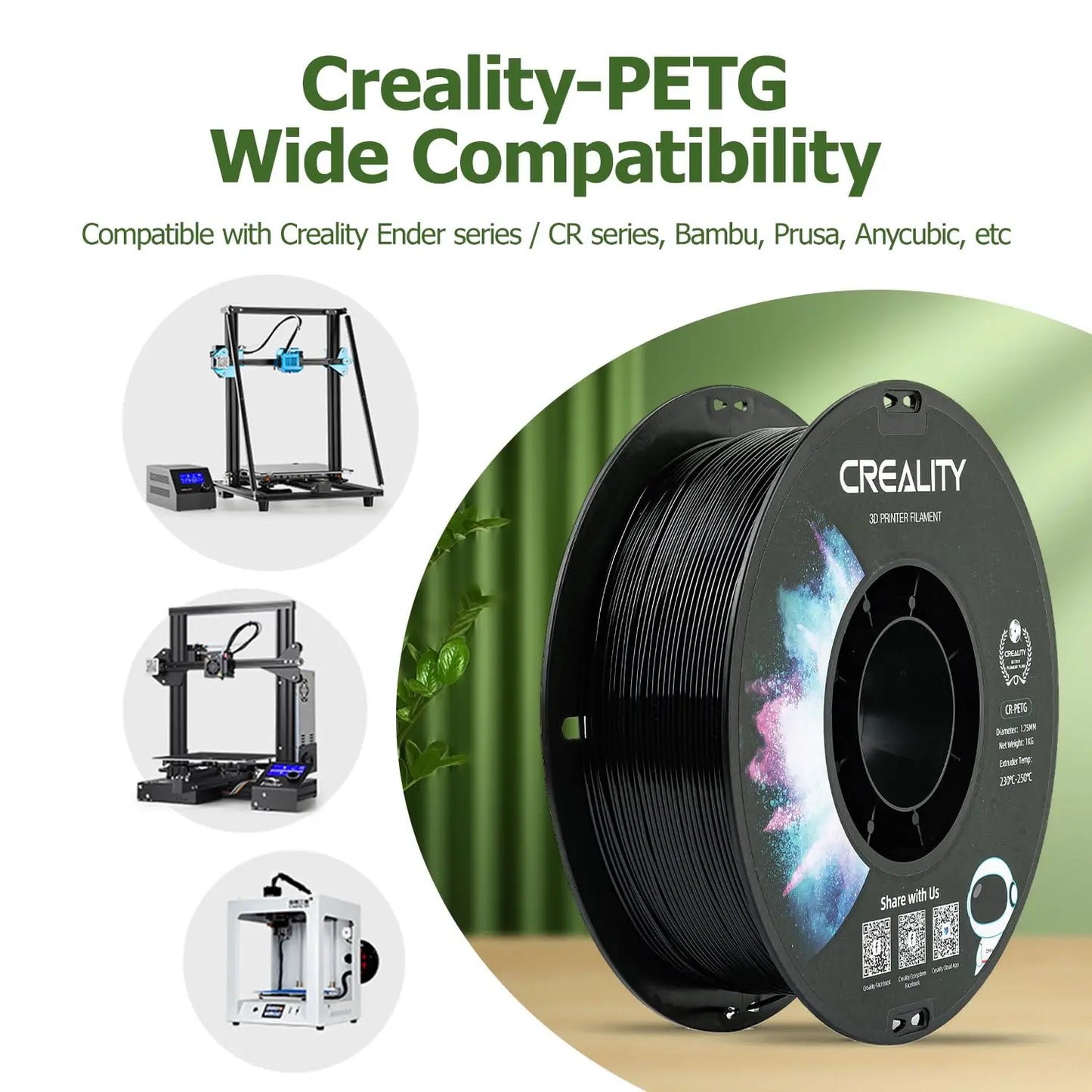 Creality PETG Filament Bundle 12 Rolls Odorless Moistureproof for 3D Printing